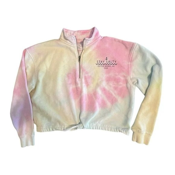 Stay Salty Outer Banks Tie Dye Cropped Sweater Size Small - Picture 3 of 9